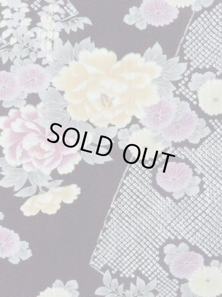 画像4: M0914Q  女性用 浴衣(海外製)  綿   黒, ぼたん 【中古】 【USED】 【リサイクル】 ★★★★☆ (4)