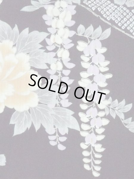 画像6: M0914Q  女性用 浴衣(海外製)  綿   黒, ぼたん 【中古】 【USED】 【リサイクル】 ★★★★☆ (6)