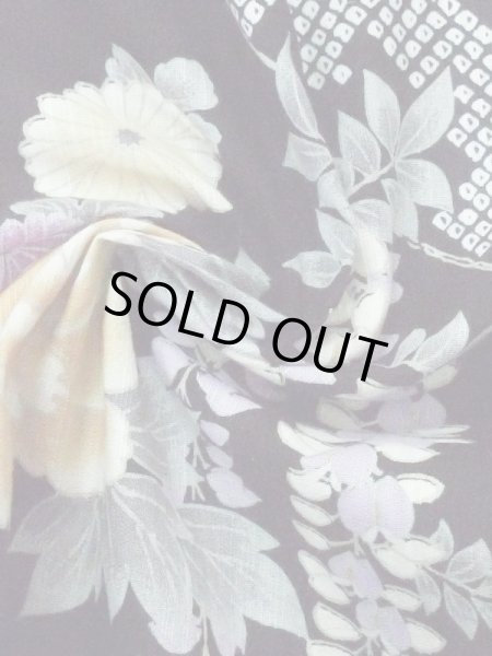 画像11: M0914Q  女性用 浴衣(海外製)  綿   黒, ぼたん 【中古】 【USED】 【リサイクル】 ★★★★☆ (11)