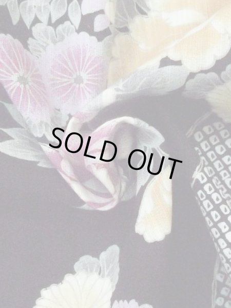 画像12: M0914Q  女性用 浴衣(海外製)  綿   黒, ぼたん 【中古】 【USED】 【リサイクル】 ★★★★☆ (12)