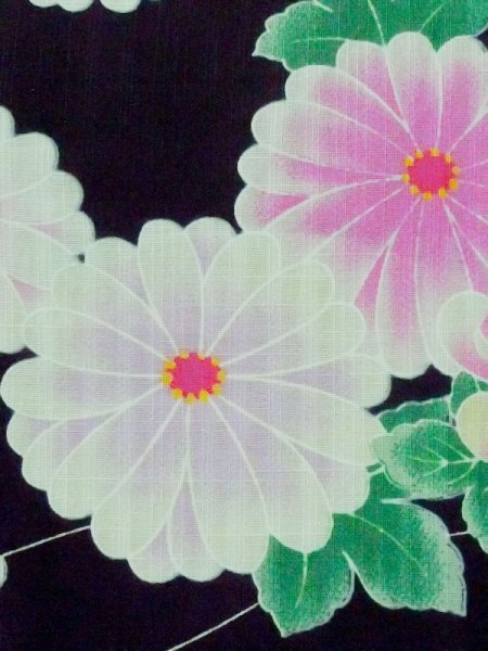 画像5: M0914R  女性用 浴衣(海外製)  綿   黒, 桜 【中古】 【USED】 【リサイクル】 ★★☆☆☆ (5)