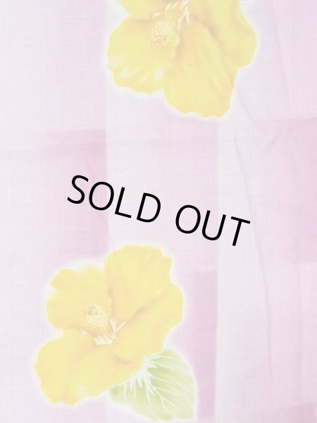 画像3: M0914T  女性用 浴衣（海外製） ハイビスカス柄、地紋：ハート柄 綿   桃色,  【中古】 【USED】 【リサイクル】 ★★★☆☆ (3)