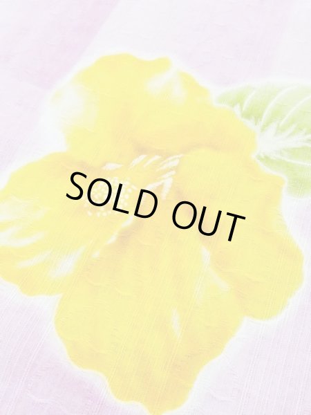 画像7: M0914T  女性用 浴衣（海外製） ハイビスカス柄、地紋：ハート柄 綿   桃色,  【中古】 【USED】 【リサイクル】 ★★★☆☆ (7)