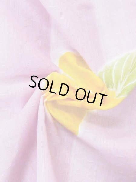 画像9: M0914T  女性用 浴衣（海外製） ハイビスカス柄、地紋：ハート柄 綿   桃色,  【中古】 【USED】 【リサイクル】 ★★★☆☆ (9)