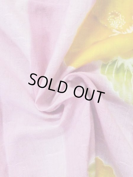 画像10: M0914T  女性用 浴衣（海外製） ハイビスカス柄、地紋：ハート柄 綿   桃色,  【中古】 【USED】 【リサイクル】 ★★★☆☆ (10)