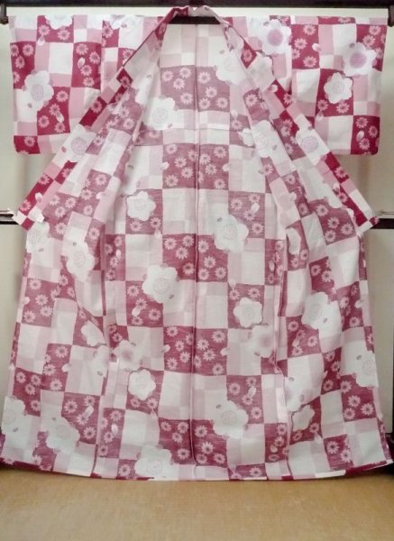 画像2: M0914X  女性用 浴衣(海外製) ひまわり柄 綿   桃色, 桜 【中古】 【USED】 【リサイクル】 ★★★★☆ (2)
