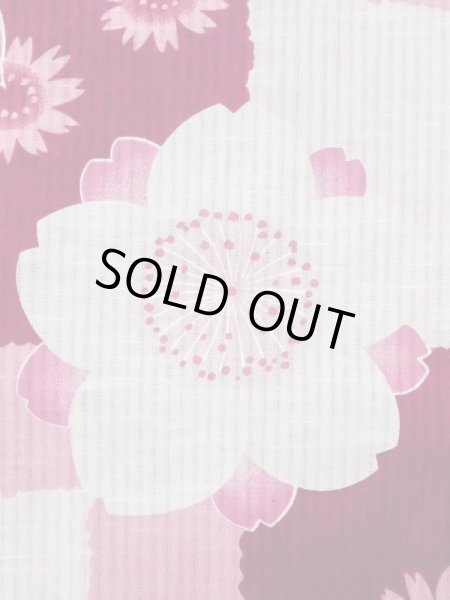 画像5: M0914X  女性用 浴衣（海外製） ひまわり柄 綿   桃色, 桜 【中古】 【USED】 【リサイクル】 ★★★★☆ (5)
