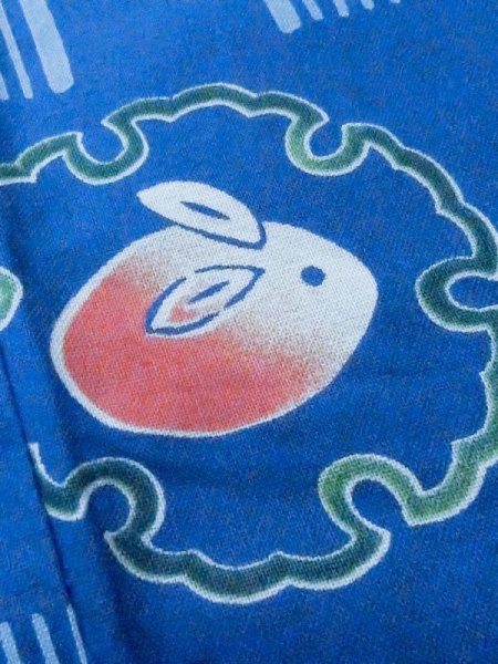 画像7: M0914Z  女性用 浴衣(海外製) うさぎ柄 綿   青, 線 【中古】 【USED】 【リサイクル】 ★★★☆☆ (7)