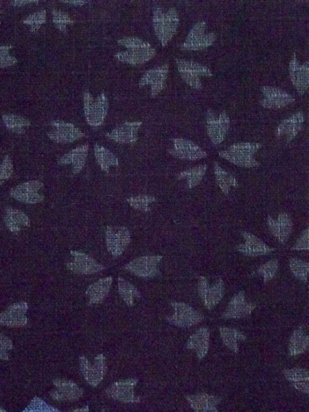 画像6: M0915C  女性用 浴衣(海外製) 市松模様 綿   黒, 桜 【中古】 【USED】 【リサイクル】 ★★☆☆☆ (6)