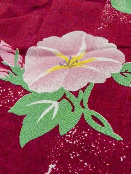 画像10: M0915D  女性用 浴衣(海外製) 朝顔 綿   えんじ, 丸 【中古】 【USED】 【リサイクル】 ★☆☆☆☆ (10)