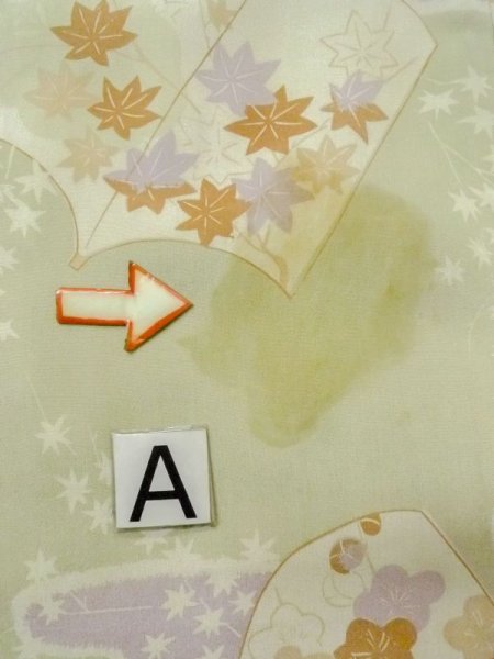 画像14: M0922D  女性用 襦袢  シルク(正絹)  淡い オリーブ, 花 【中古】 【USED】 【リサイクル】 ★★☆☆☆ (14)