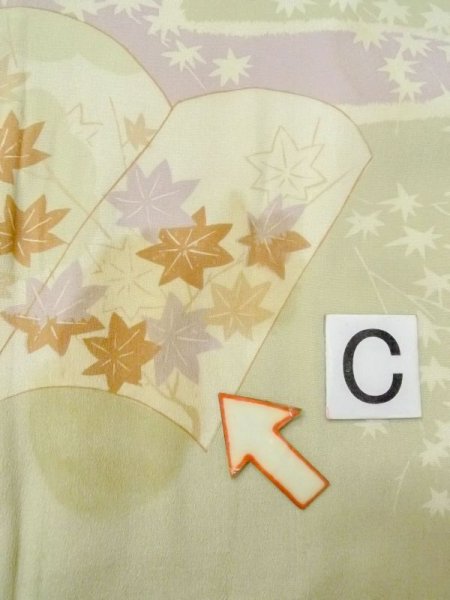 画像16: M0922D  女性用 襦袢  シルク(正絹)  淡い オリーブ, 花 【中古】 【USED】 【リサイクル】 ★★☆☆☆ (16)