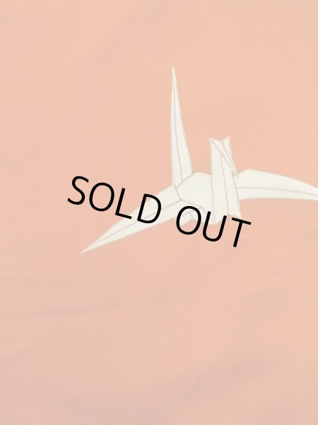 画像4: M0922E  女性用 襦袢 折り鶴柄 シルク(正絹)   赤色, 鶴 【中古】 【USED】 【リサイクル】 ★★★☆☆ (4)