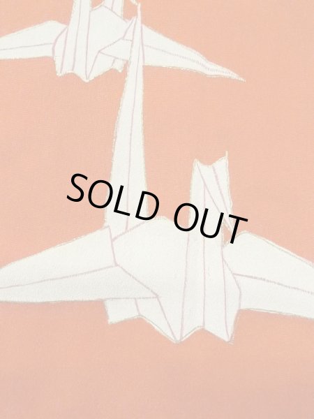 画像5: M0922E  女性用 襦袢 折り鶴柄 シルク(正絹)   赤色, 鶴 【中古】 【USED】 【リサイクル】 ★★★☆☆ (5)