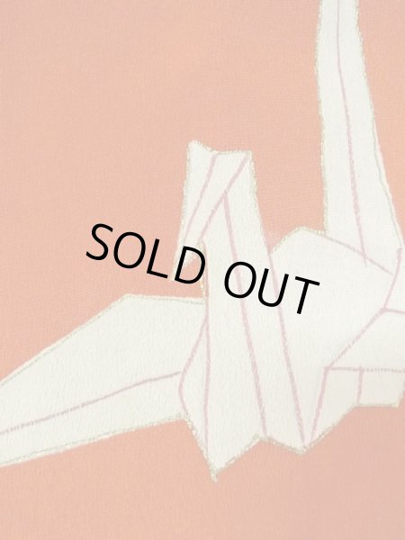 画像6: M0922E  女性用 襦袢 折り鶴柄 シルク(正絹)   赤色, 鶴 【中古】 【USED】 【リサイクル】 ★★★☆☆ (6)