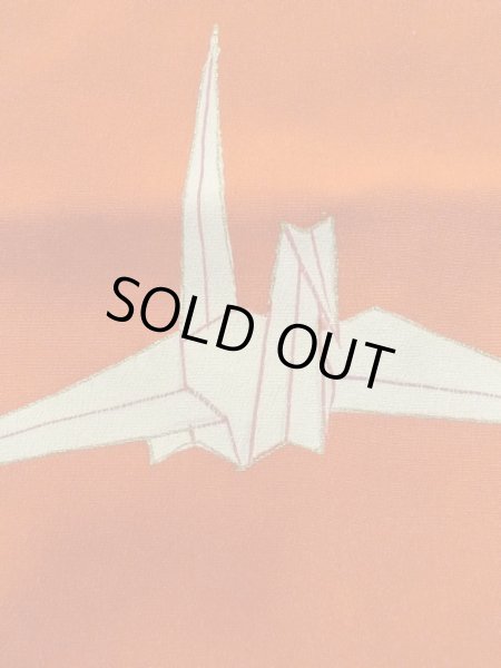 画像7: M0922E  女性用 襦袢 折り鶴柄 シルク(正絹)   赤色, 鶴 【中古】 【USED】 【リサイクル】 ★★★☆☆ (7)