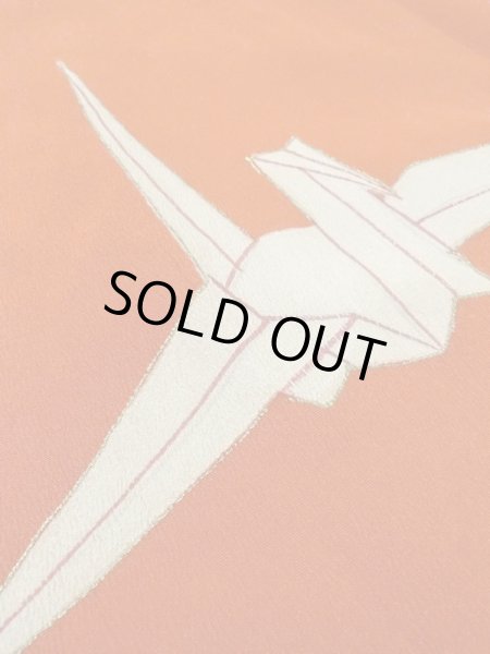 画像9: M0922E  女性用 襦袢 折り鶴柄 シルク(正絹)   赤色, 鶴 【中古】 【USED】 【リサイクル】 ★★★☆☆ (9)