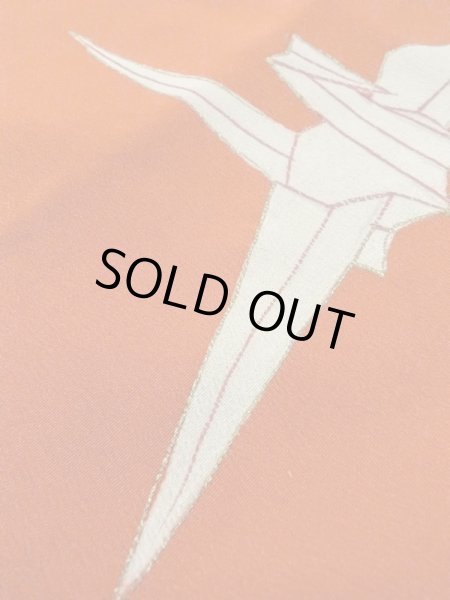 画像10: M0922E  女性用 襦袢 折り鶴柄 シルク(正絹)   赤色, 鶴 【中古】 【USED】 【リサイクル】 ★★★☆☆ (10)