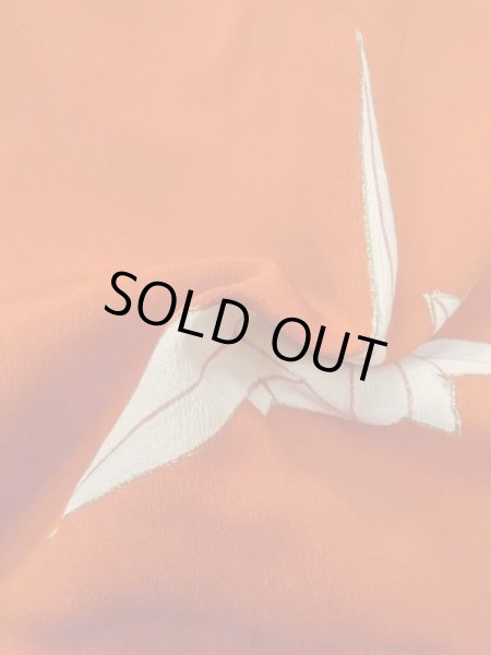 画像11: M0922E  女性用 襦袢 折り鶴柄 シルク(正絹)   赤色, 鶴 【中古】 【USED】 【リサイクル】 ★★★☆☆ (11)