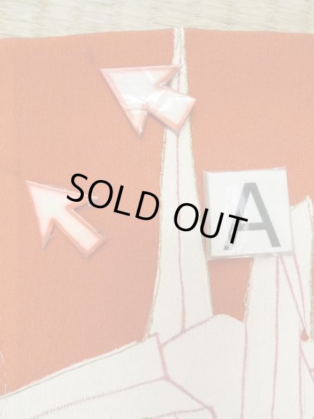 画像14: M0922E  女性用 襦袢 折り鶴柄 シルク(正絹)   赤色, 鶴 【中古】 【USED】 【リサイクル】 ★★★☆☆ (14)