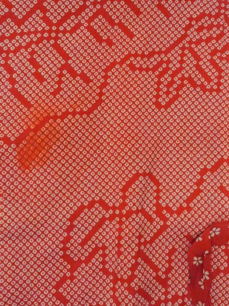 画像3: M0922H  女性用 襦袢  シルク(正絹)   赤色, 花 【中古】 【USED】 【リサイクル】 ★★★☆☆ (3)