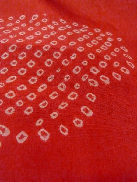 画像9: M0922I  女性用 襦袢 汚れ/染み、使用感あり シルク(正絹)   赤色, 雲 【中古】 【USED】 【リサイクル】 ★☆☆☆☆ (9)