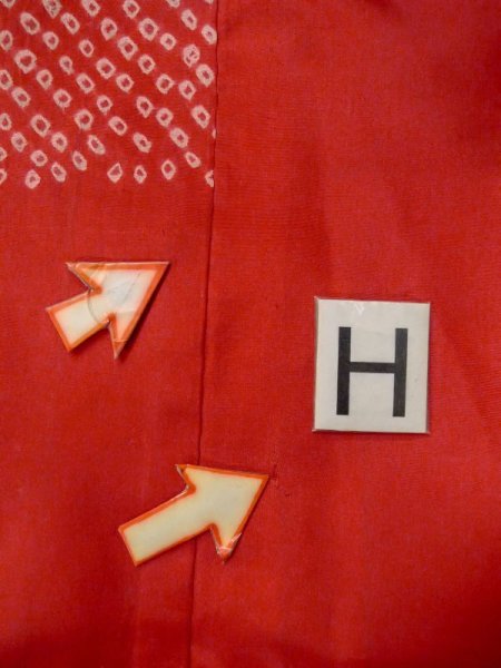 画像21: M0922I  女性用 襦袢 汚れ/染み、使用感あり シルク(正絹)   赤色, 雲 【中古】 【USED】 【リサイクル】 ★☆☆☆☆ (21)