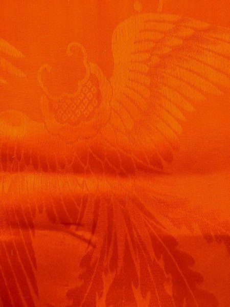 画像6: M0922J  女性用 襦袢  シルク(正絹)   橙色, 菊 【中古】 【USED】 【リサイクル】 ★☆☆☆☆ (6)