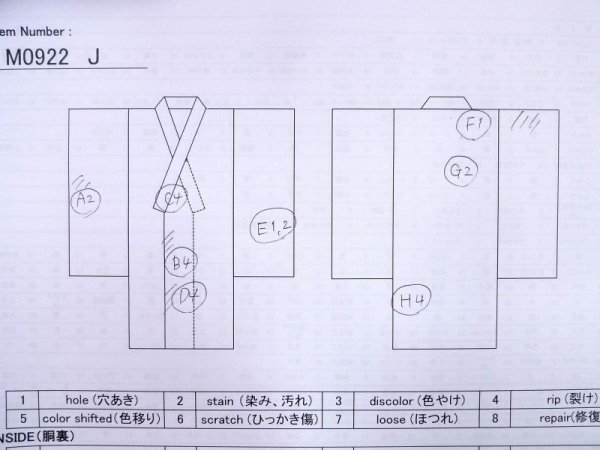 画像13: M0922J  女性用 襦袢  シルク(正絹)   橙色, 菊 【中古】 【USED】 【リサイクル】 ★☆☆☆☆ (13)