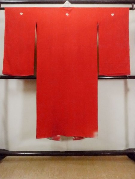 画像2: M0922K  女性用 襦袢  シルク(正絹)   赤色, 笹 【中古】 【USED】 【リサイクル】 ★★★☆☆ (2)