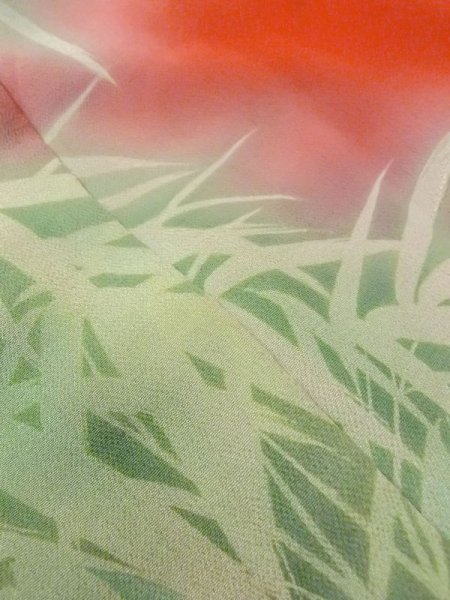 画像8: M0922K  女性用 襦袢  シルク(正絹)   赤色, 笹 【中古】 【USED】 【リサイクル】 ★★★☆☆ (8)