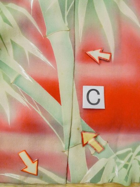 画像15: M0922K  女性用 襦袢  シルク(正絹)   赤色, 笹 【中古】 【USED】 【リサイクル】 ★★★☆☆ (15)