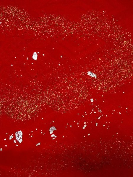 画像5: M0922L  女性用 襦袢  シルク(正絹)   赤色, 菊 【中古】 【USED】 【リサイクル】 ★★★☆☆ (5)