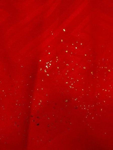 画像6: M0922L  女性用 襦袢  シルク(正絹)   赤色, 菊 【中古】 【USED】 【リサイクル】 ★★★☆☆ (6)