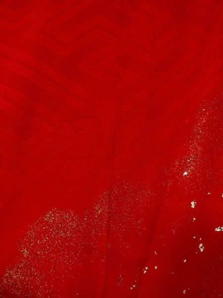 画像7: M0922L  女性用 襦袢  シルク(正絹)   赤色, 菊 【中古】 【USED】 【リサイクル】 ★★★☆☆ (7)