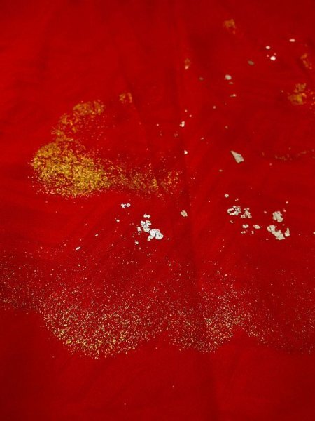 画像8: M0922L  女性用 襦袢  シルク(正絹)   赤色, 菊 【中古】 【USED】 【リサイクル】 ★★★☆☆ (8)