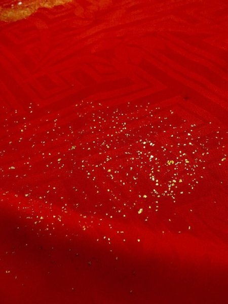 画像9: M0922L  女性用 襦袢  シルク(正絹)   赤色, 菊 【中古】 【USED】 【リサイクル】 ★★★☆☆ (9)