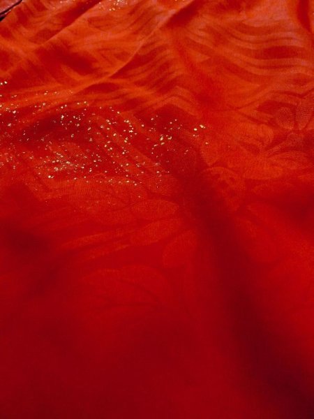 画像10: M0922L  女性用 襦袢  シルク(正絹)   赤色, 菊 【中古】 【USED】 【リサイクル】 ★★★☆☆ (10)