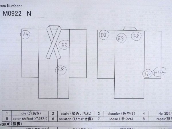 画像13: M0922N  女性用 襦袢 使用感あり シルク（正絹）   朱赤, 花 【中古】 【USED】 【リサイクル】 ★☆☆☆☆ (13)