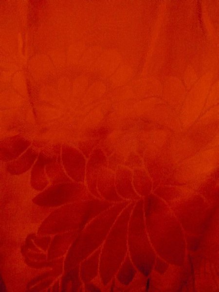 画像9: M0922O  女性用 襦袢  シルク(正絹)   赤色, 花 【中古】 【USED】 【リサイクル】 ★★☆☆☆ (9)