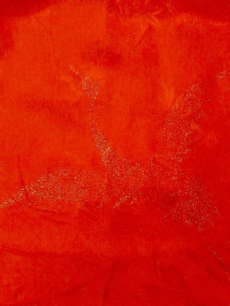 画像5: M0922S  女性用 襦袢 地紋:もみじ、鶴柄 化繊   赤色,  【中古】 【USED】 【リサイクル】 ★★☆☆☆ (5)