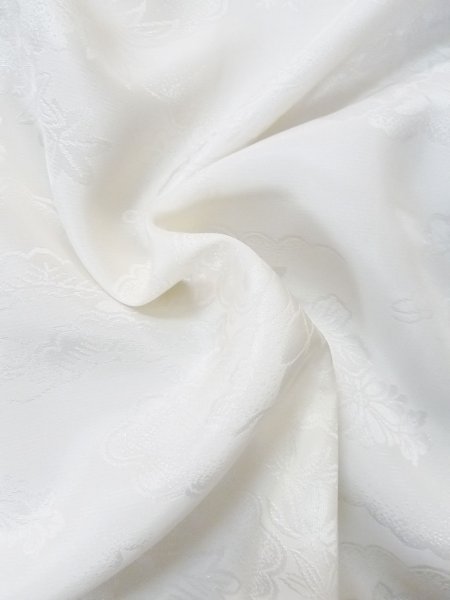 画像12: M0923D  女性用 襦袢 地紋:松、笹、雲柄 化繊   白,  【中古】 【USED】 【リサイクル】 ★★☆☆☆ (12)