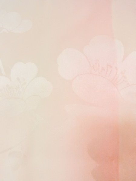 画像6: M1003C  女性用 襦袢 袖無双 シルク（正絹）   珊瑚色, 梅 【中古】 【USED】 【リサイクル】 ★★★☆☆ (6)