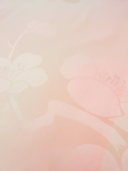 画像9: M1003C  女性用 襦袢 袖無双 シルク（正絹）   珊瑚色, 梅 【中古】 【USED】 【リサイクル】 ★★★☆☆ (9)