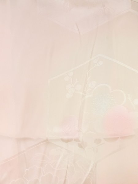 画像3: M1003J  女性用 襦袢 地紋:もみじ、笹、亀甲 シルク(正絹) 淡い 薄い 桃色,  【中古】 【USED】 【リサイクル】 ★★★☆☆ (3)