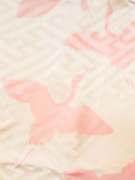 画像3: M1003L  女性用 襦袢  シルク(正絹)   オフ ホワイト, 鶴 【中古】 【USED】 【リサイクル】 ★★★☆☆ (3)