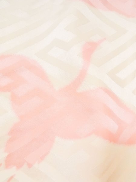 画像5: M1003L  女性用 襦袢  シルク(正絹)   オフ ホワイト, 鶴 【中古】 【USED】 【リサイクル】 ★★★☆☆ (5)