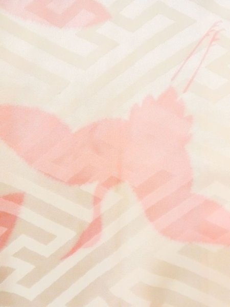 画像7: M1003L  女性用 襦袢  シルク(正絹)   オフ ホワイト, 鶴 【中古】 【USED】 【リサイクル】 ★★★☆☆ (7)