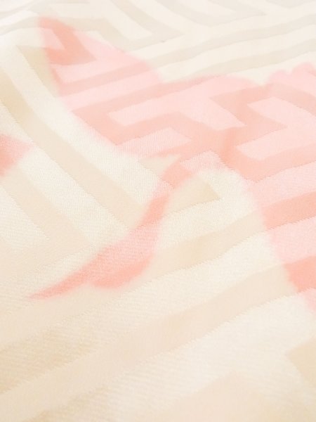 画像9: M1003L  女性用 襦袢  シルク(正絹)   オフ ホワイト, 鶴 【中古】 【USED】 【リサイクル】 ★★★☆☆ (9)