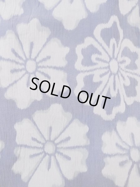 画像4: M1010H  女性用 小千谷縮 使用感あり 麻   藍, 花 【中古】 【USED】 【リサイクル】 ★☆☆☆☆ (4)